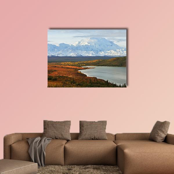 Denali Mountain And Wonder Lake At Sunrise Canvas Wall Art-4 Horizontal-Gallery Wrap-34" x 24"-Tiaracle