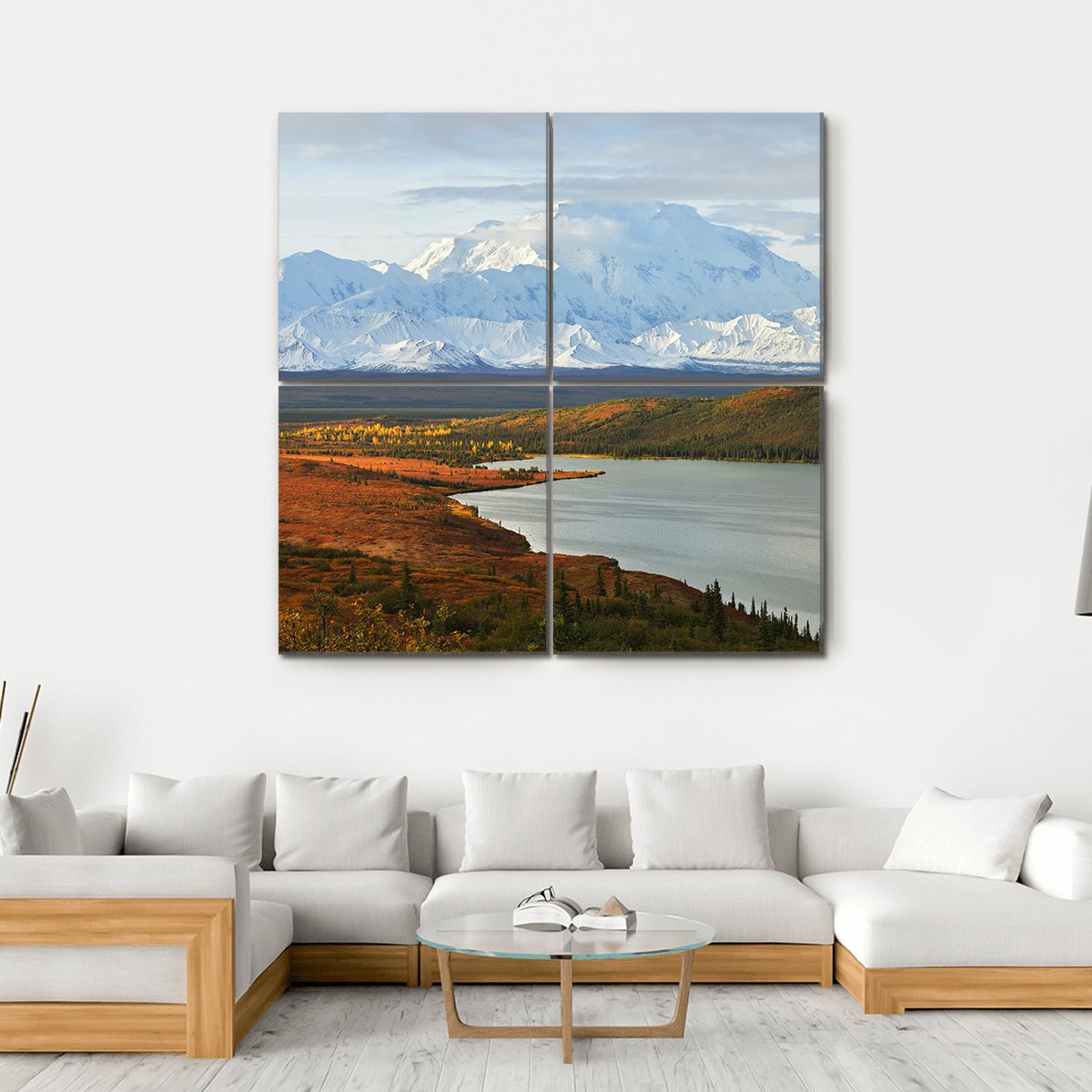Denali Mountain And Wonder Lake At Sunrise Canvas Wall Art-4 Square-Gallery Wrap-17" x 17"-Tiaracle