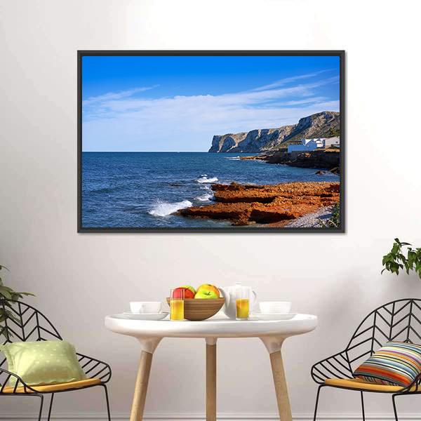 Denia Las Rotas Beach Canvas Wall Art-1 Piece-Floating Frame-24" x 16"-Tiaracle