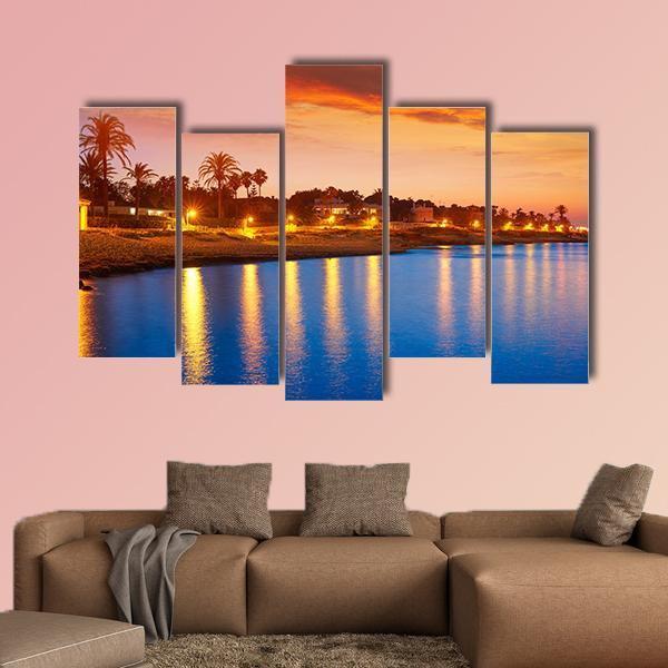 Denia Sunset Skyline Canvas Wall Art-5 Pop-Gallery Wrap-47" x 32"-Tiaracle