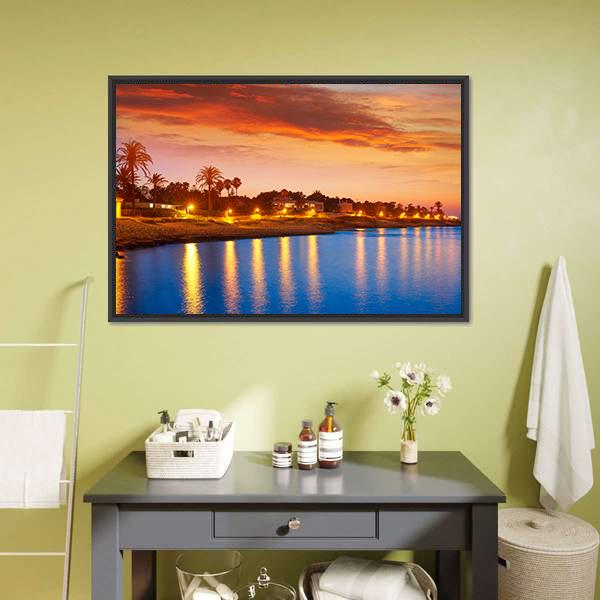 Denia Sunset Skyline Canvas Wall Art-3 Horizontal-Gallery Wrap-25" x 16"-Tiaracle
