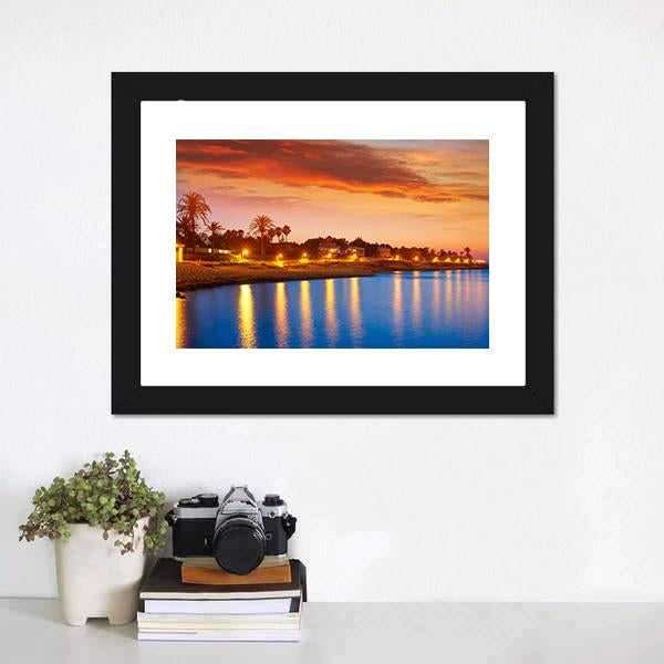 Denia Sunset Skyline Canvas Wall Art-3 Horizontal-Gallery Wrap-25" x 16"-Tiaracle