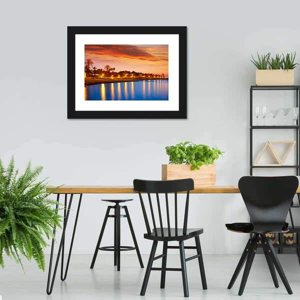 Denia Sunset Skyline Canvas Wall Art-3 Horizontal-Gallery Wrap-25" x 16"-Tiaracle