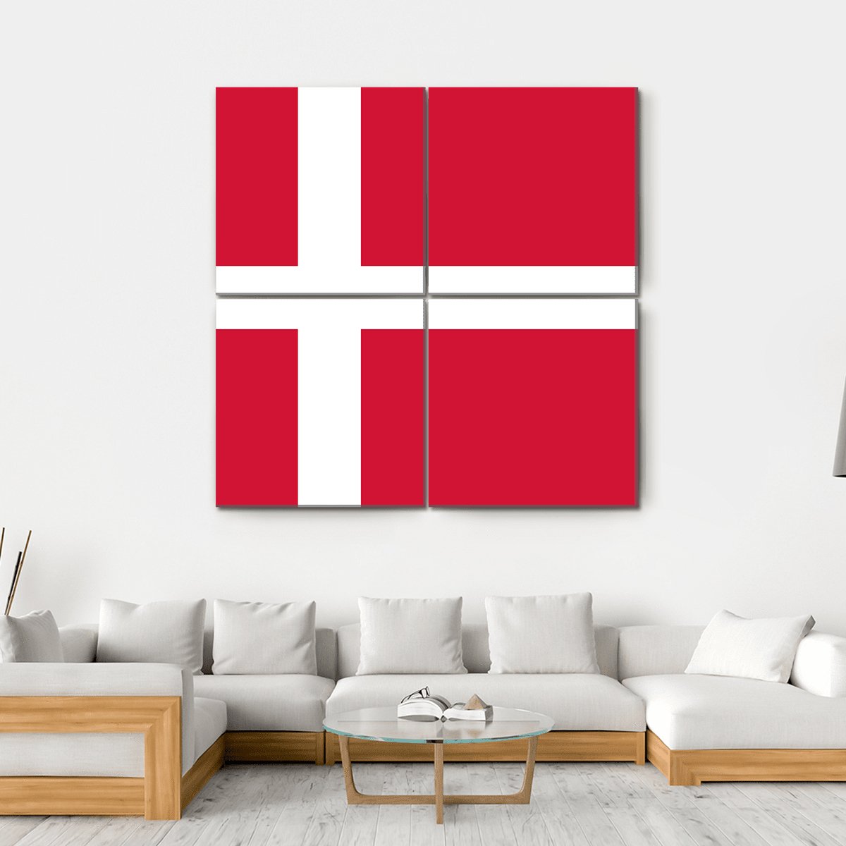 Denmark Flag Canvas Wall Art-4 Square-Gallery Wrap-17" x 17"-Tiaracle