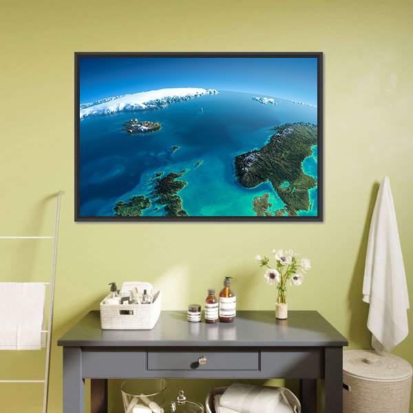 Denmark From Satellite Canvas Wall Art-5 Horizontal-Gallery Wrap-22" x 12"-Tiaracle