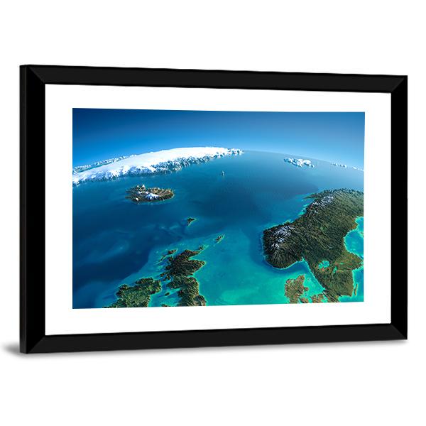 Denmark From Satellite Canvas Wall Art-5 Horizontal-Gallery Wrap-22" x 12"-Tiaracle