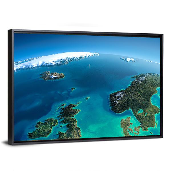 Denmark From Satellite Canvas Wall Art-5 Horizontal-Gallery Wrap-22" x 12"-Tiaracle