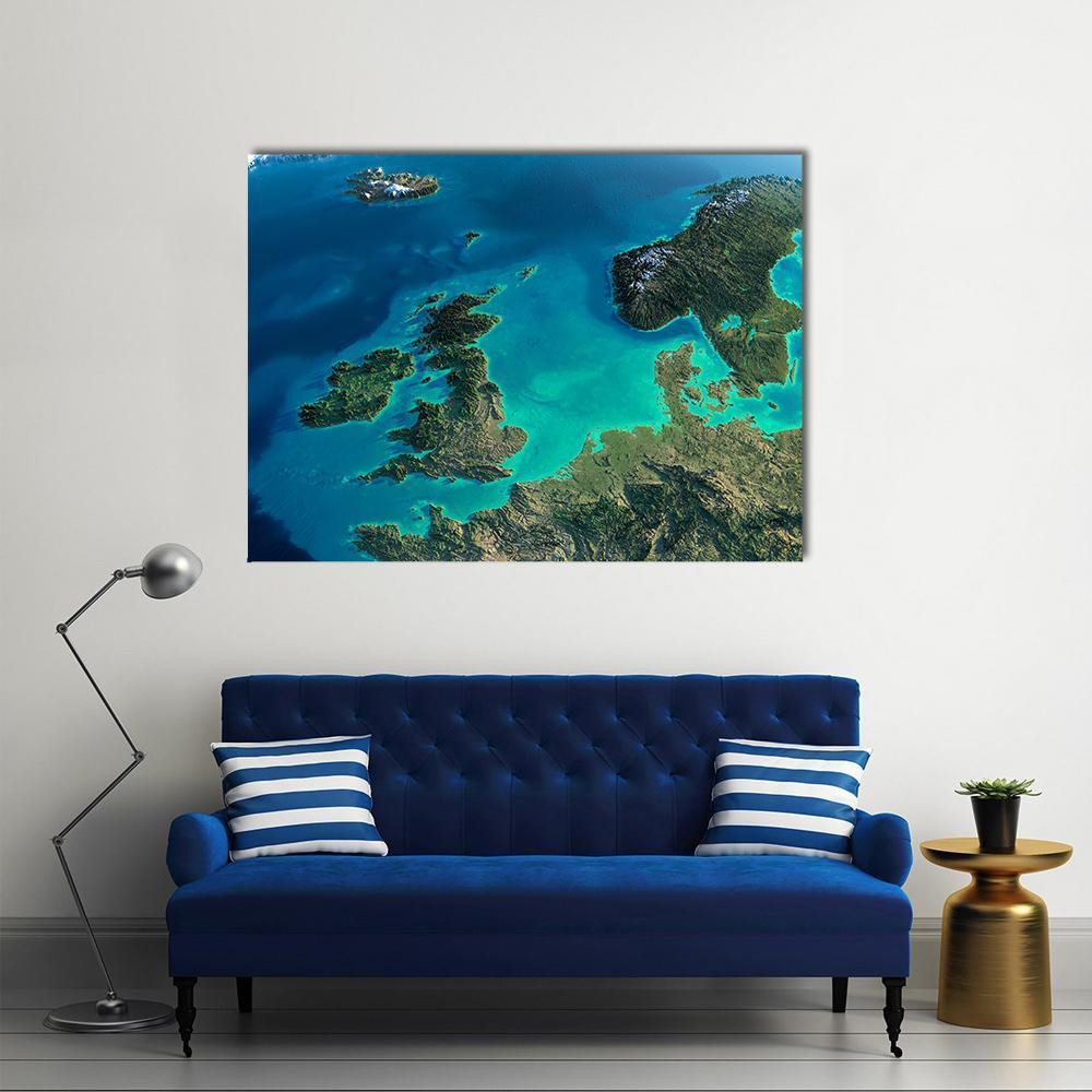 Denmark From Satellite Canvas Wall Art-1 Piece-Gallery Wrap-48" x 32"-Tiaracle