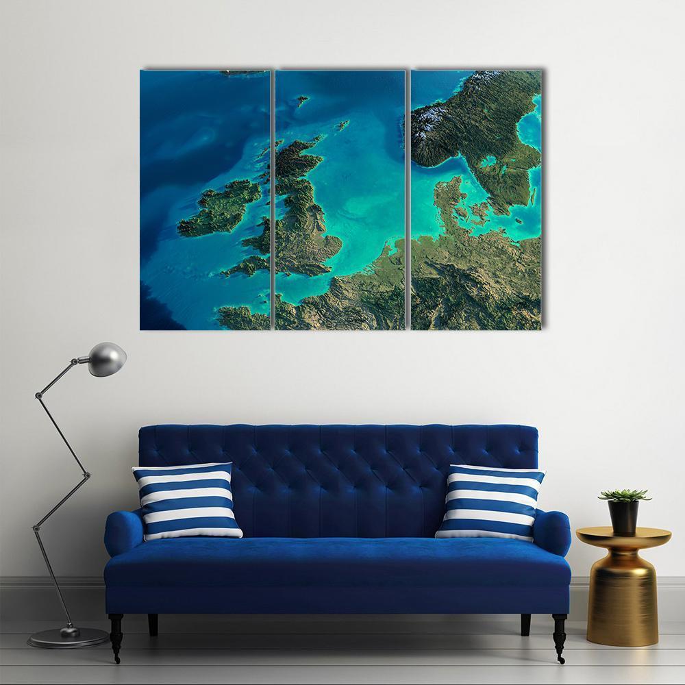 Denmark From Satellite Canvas Wall Art-3 Horizontal-Gallery Wrap-37" x 24"-Tiaracle