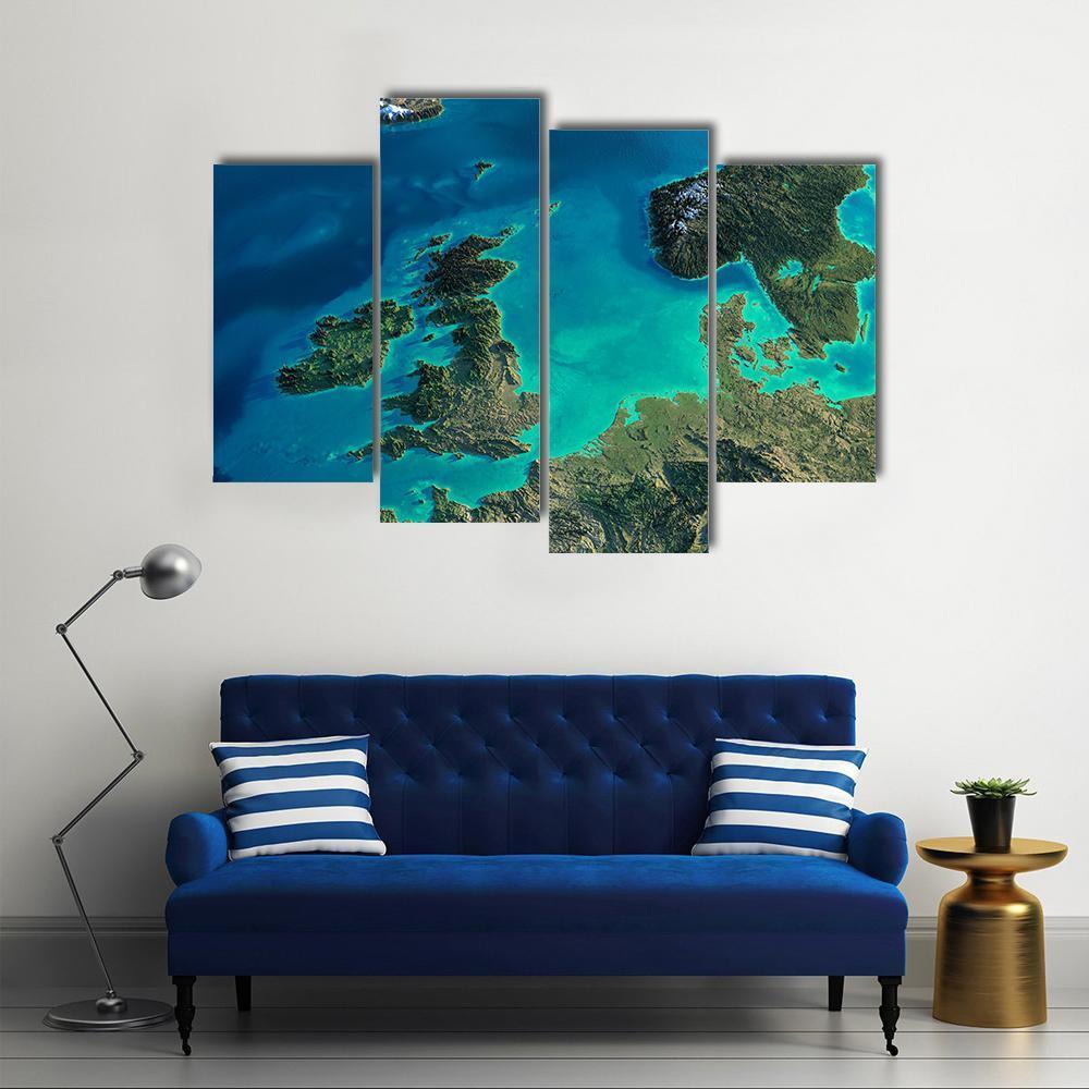 Denmark From Satellite Canvas Wall Art-4 Pop-Gallery Wrap-50" x 32"-Tiaracle