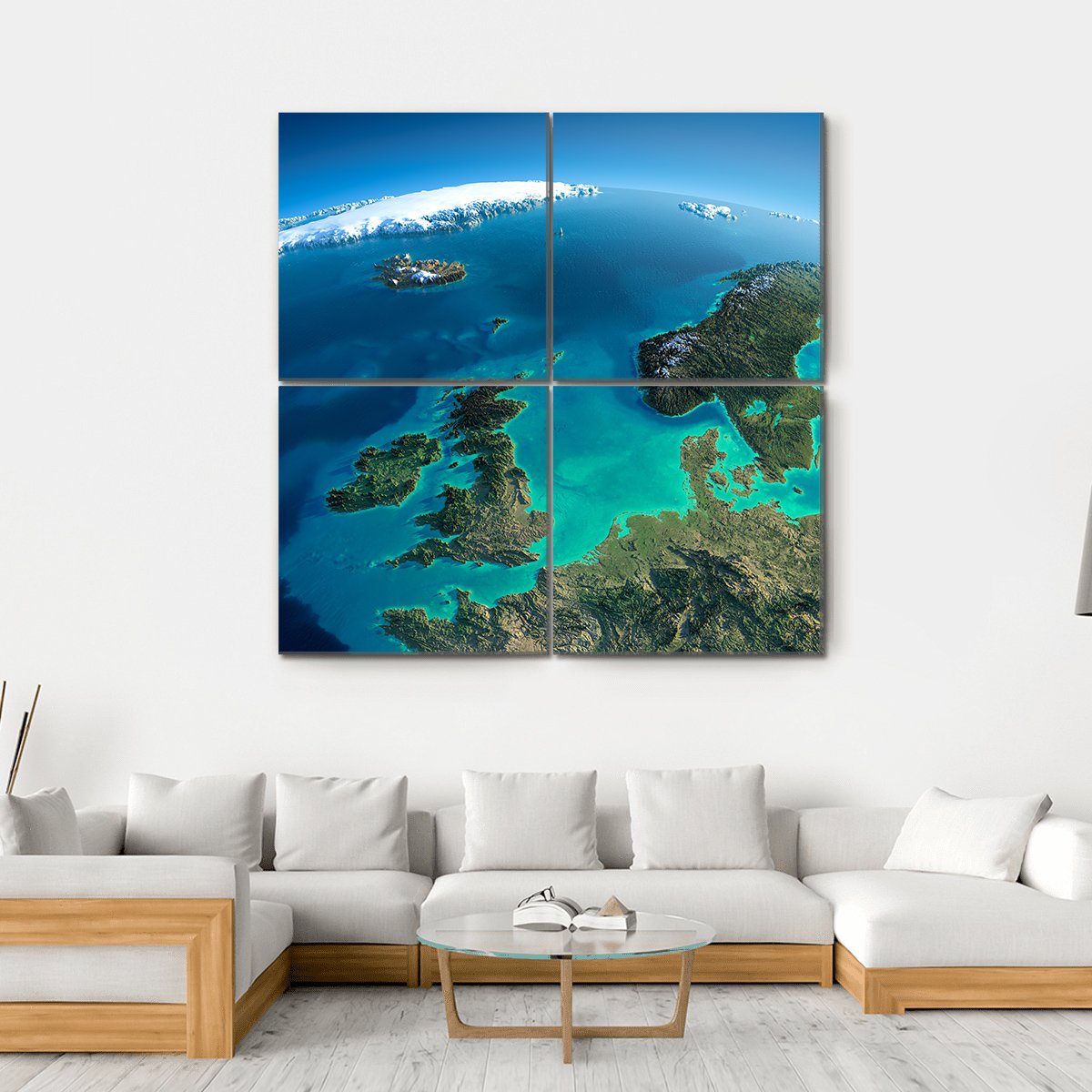 Denmark From Satellite Canvas Wall Art-4 Square-Gallery Wrap-17" x 17"-Tiaracle