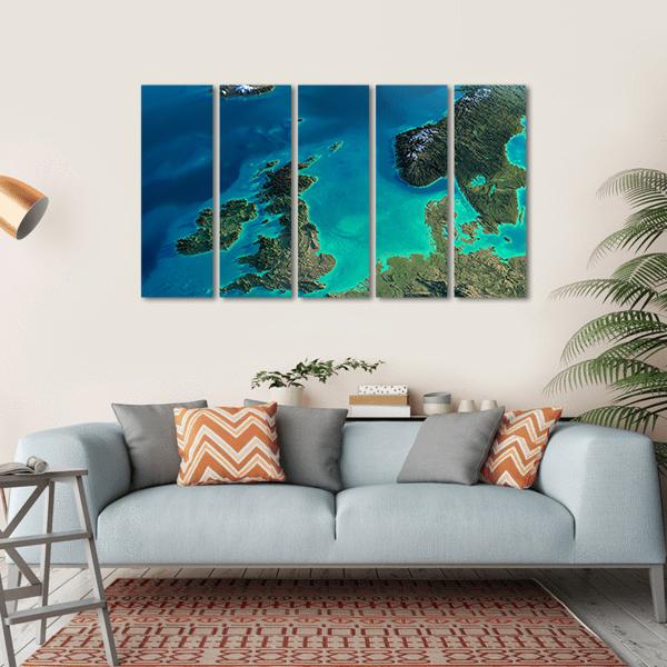 Denmark From Satellite Canvas Wall Art-5 Horizontal-Gallery Wrap-22" x 12"-Tiaracle