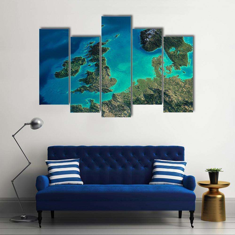 Denmark From Satellite Canvas Wall Art-5 Pop-Gallery Wrap-47" x 32"-Tiaracle