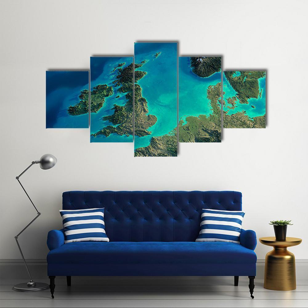 Denmark From Satellite Canvas Wall Art-5 Pop-Gallery Wrap-47" x 32"-Tiaracle