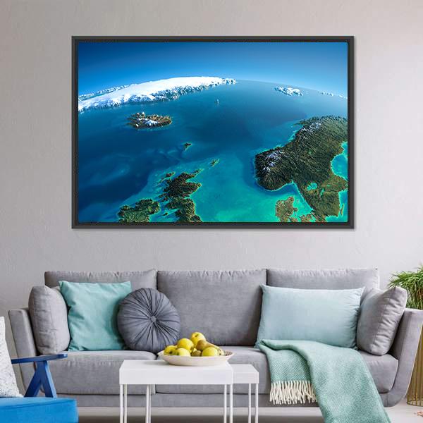 Denmark From Satellite Canvas Wall Art-3 Horizontal-Gallery Wrap-25" x 16"-Tiaracle
