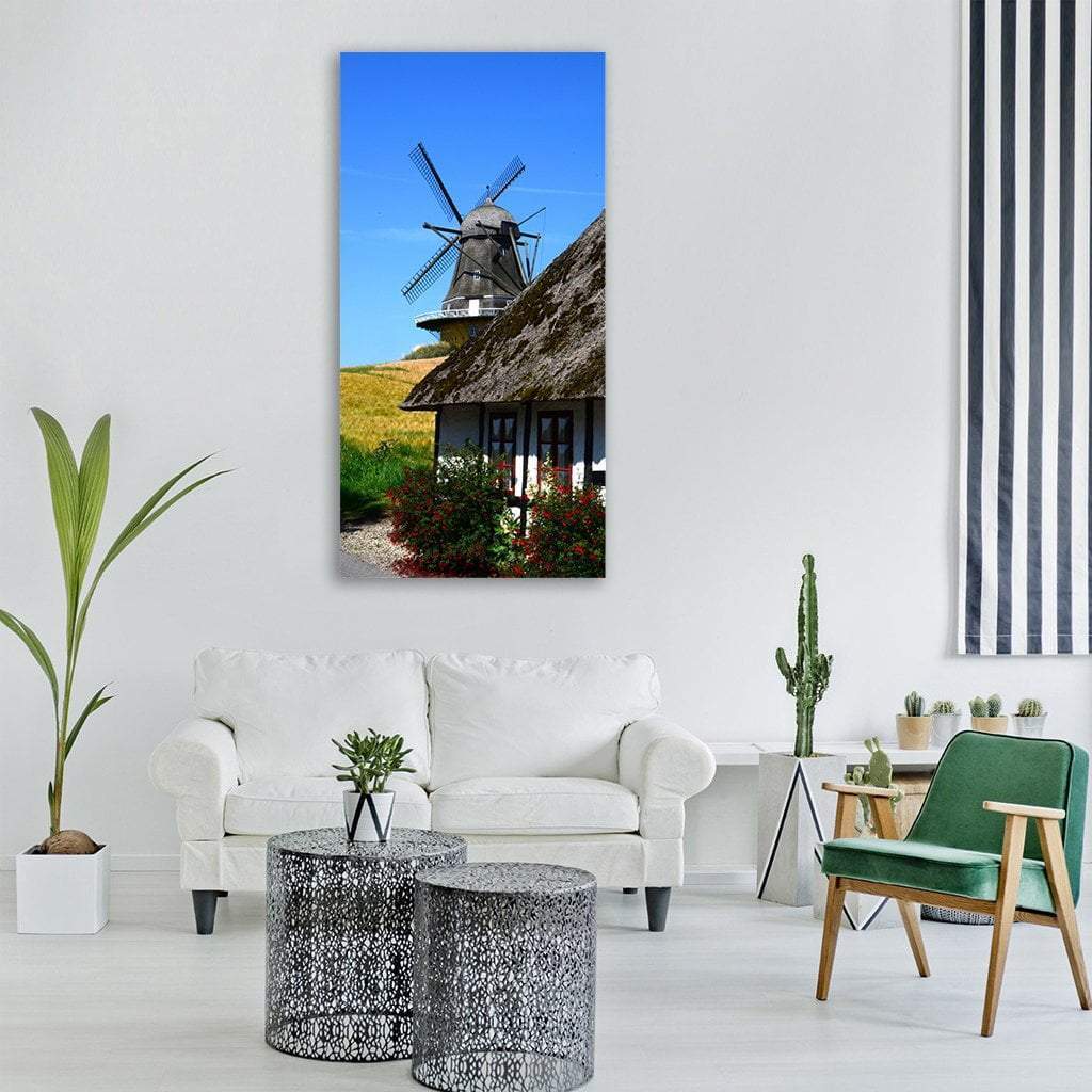 Windmill Denmark Vertical Canvas Wall Art-1 Vertical-Gallery Wrap-12" x 24"-Tiaracle