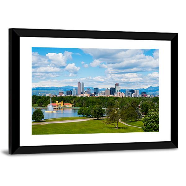 Denver Downtown Colorado Panoramic Canvas Wall Art-1 Piece-36" x 12"-Tiaracle