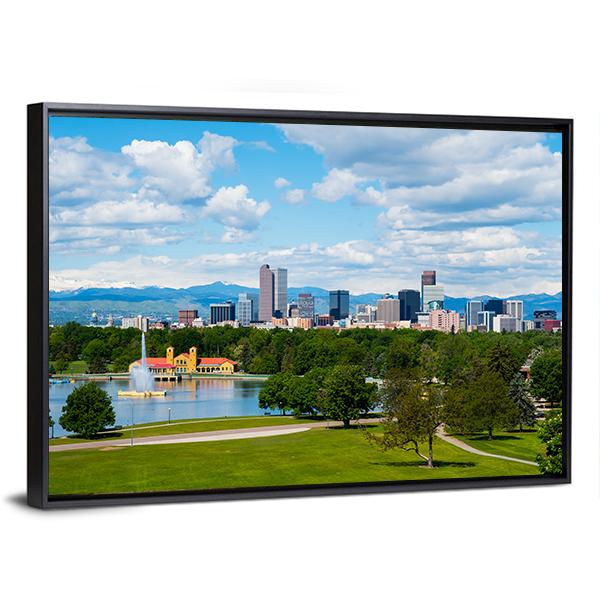 Denver Downtown Colorado Panoramic Canvas Wall Art-1 Piece-36" x 12"-Tiaracle