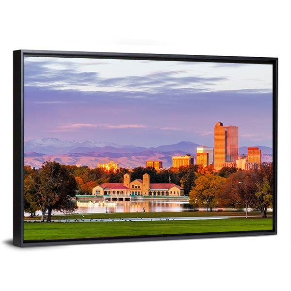Denver Skyline Colorado Canvas Wall Art-3 Horizontal-Gallery Wrap-25" x 16"-Tiaracle