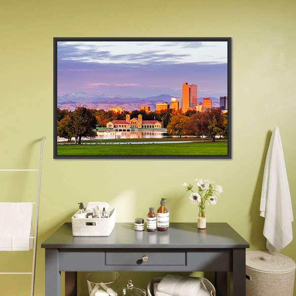 Denver Skyline Colorado Canvas Wall Art-3 Horizontal-Gallery Wrap-25" x 16"-Tiaracle