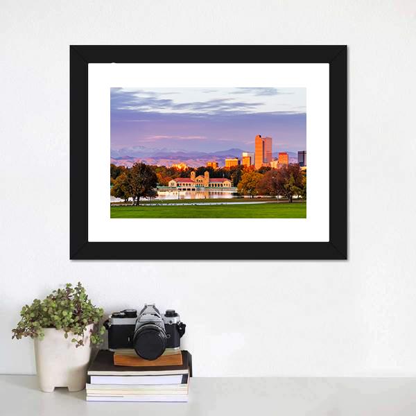 Denver Skyline Colorado Canvas Wall Art-3 Horizontal-Gallery Wrap-25" x 16"-Tiaracle