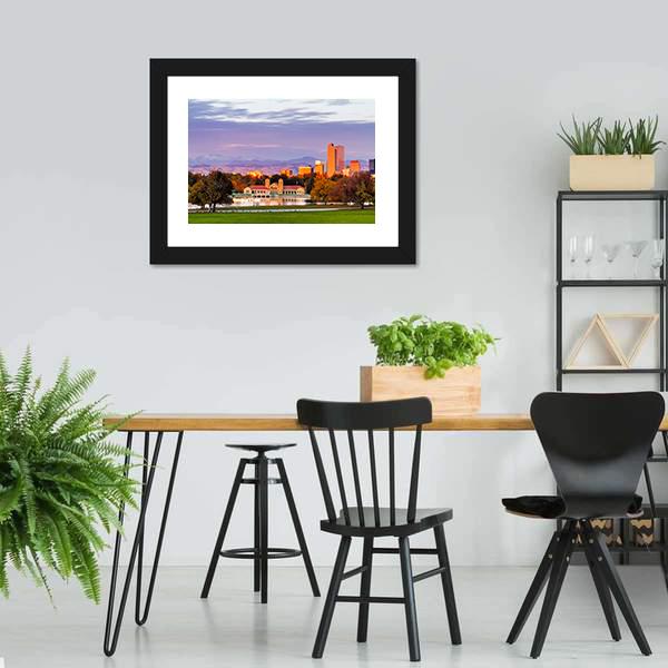 Denver Skyline Colorado Canvas Wall Art-3 Horizontal-Gallery Wrap-25" x 16"-Tiaracle
