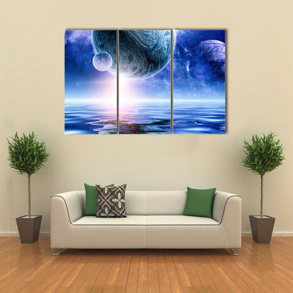 Deep Blue Space Canvas Wall Art-1 Piece-Gallery Wrap-24" x 16"-Tiaracle