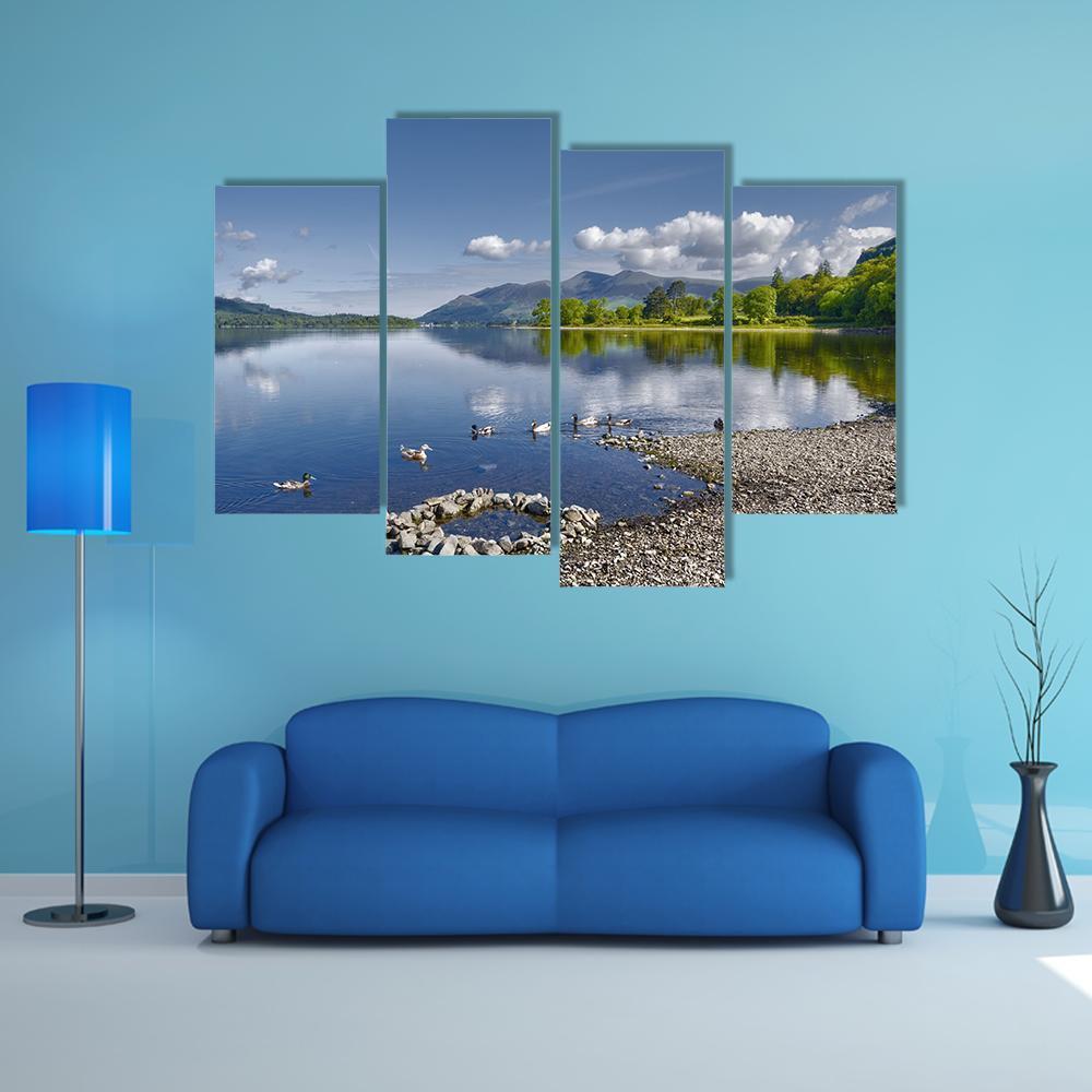 Derwent Water Lake Canvas Wall Art-4 Pop-Gallery Wrap-50" x 32"-Tiaracle