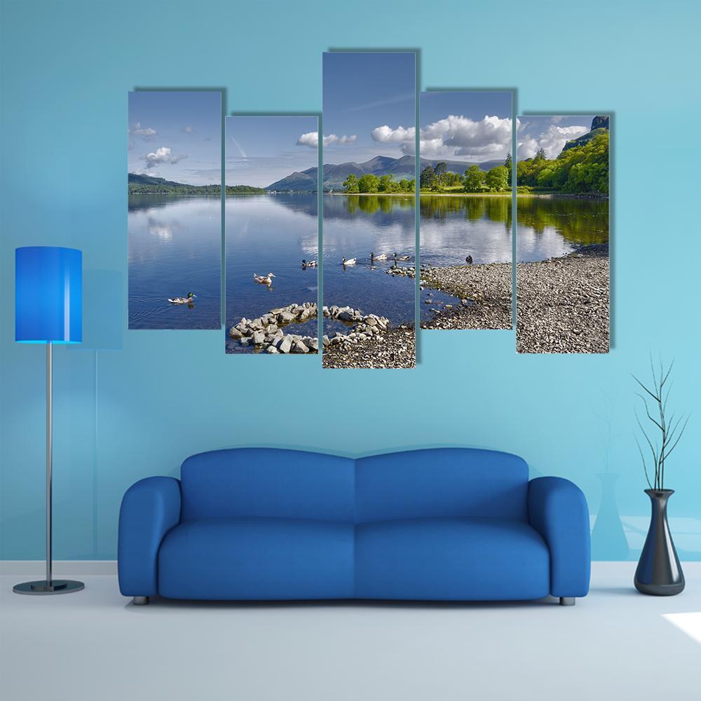 Derwent Water Lake Canvas Wall Art-5 Pop-Gallery Wrap-47" x 32"-Tiaracle