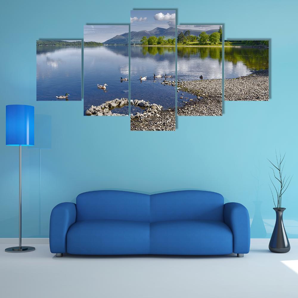 Derwent Water Lake Canvas Wall Art-5 Star-Gallery Wrap-62" x 32"-Tiaracle