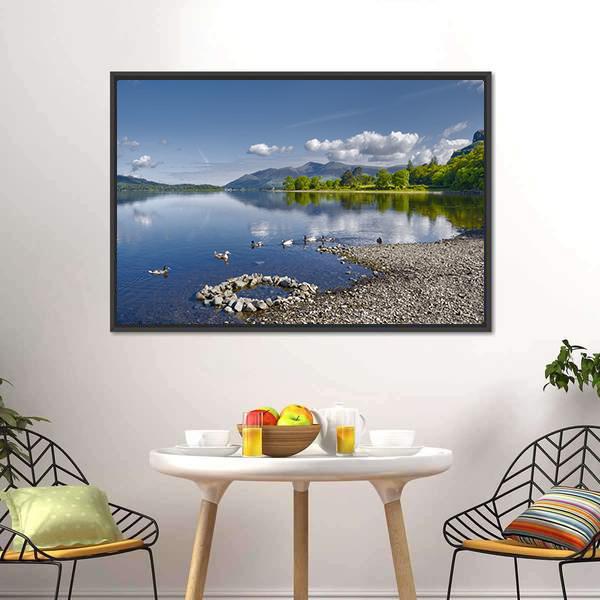 Derwent Water Lake Canvas Wall Art-1 Piece-Floating Frame-24" x 16"-Tiaracle