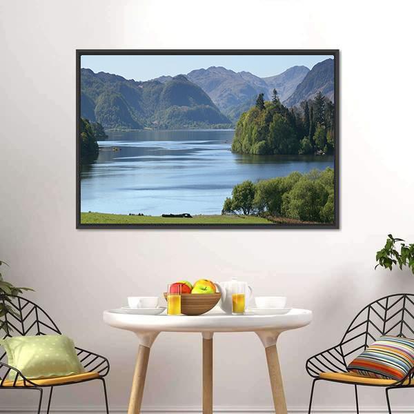 Derwent Water Lake UK Canvas Wall Art-1 Piece-Floating Frame-24" x 16"-Tiaracle