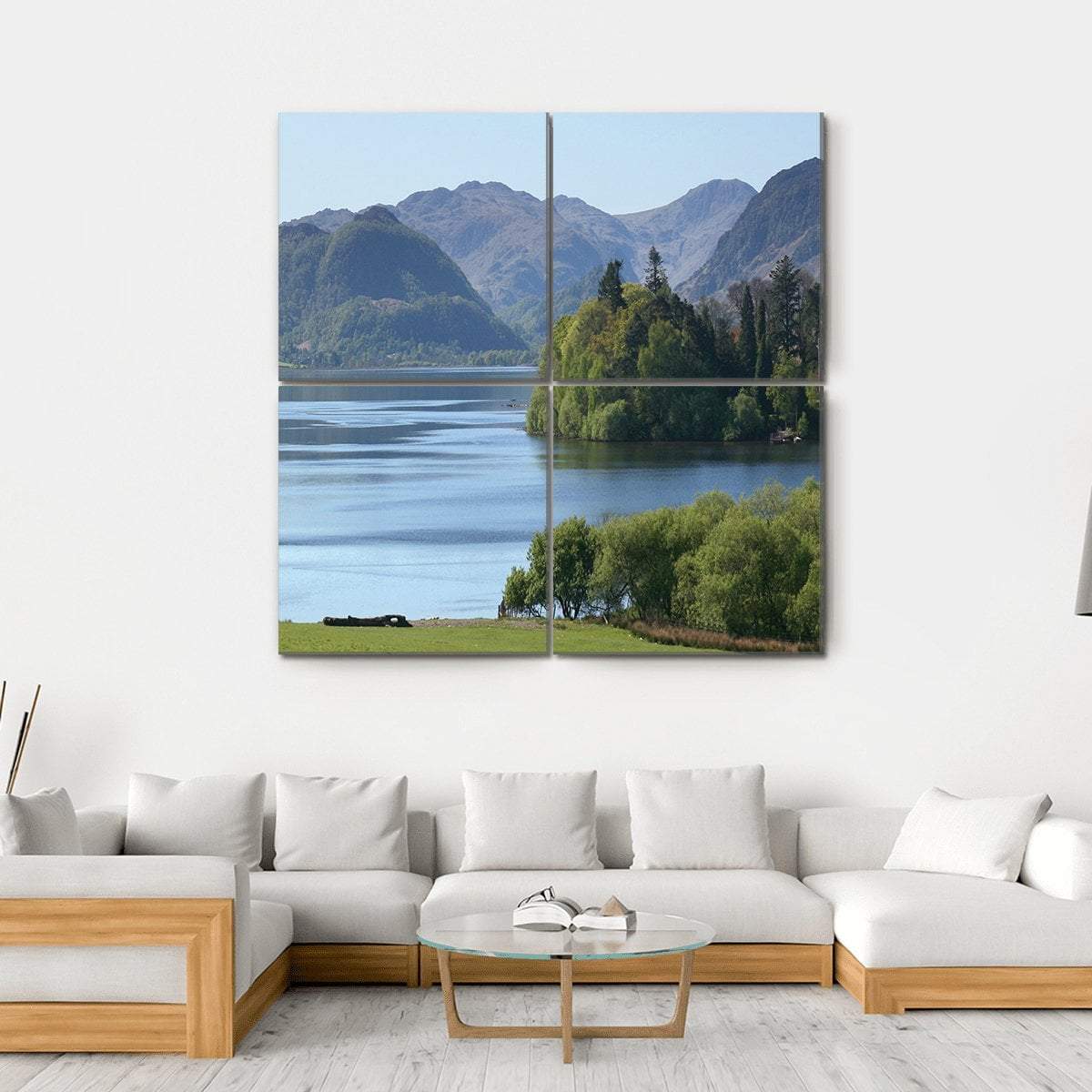 Derwent Water Lake UK Canvas Wall Art-4 Square-Gallery Wrap-17" x 17"-Tiaracle