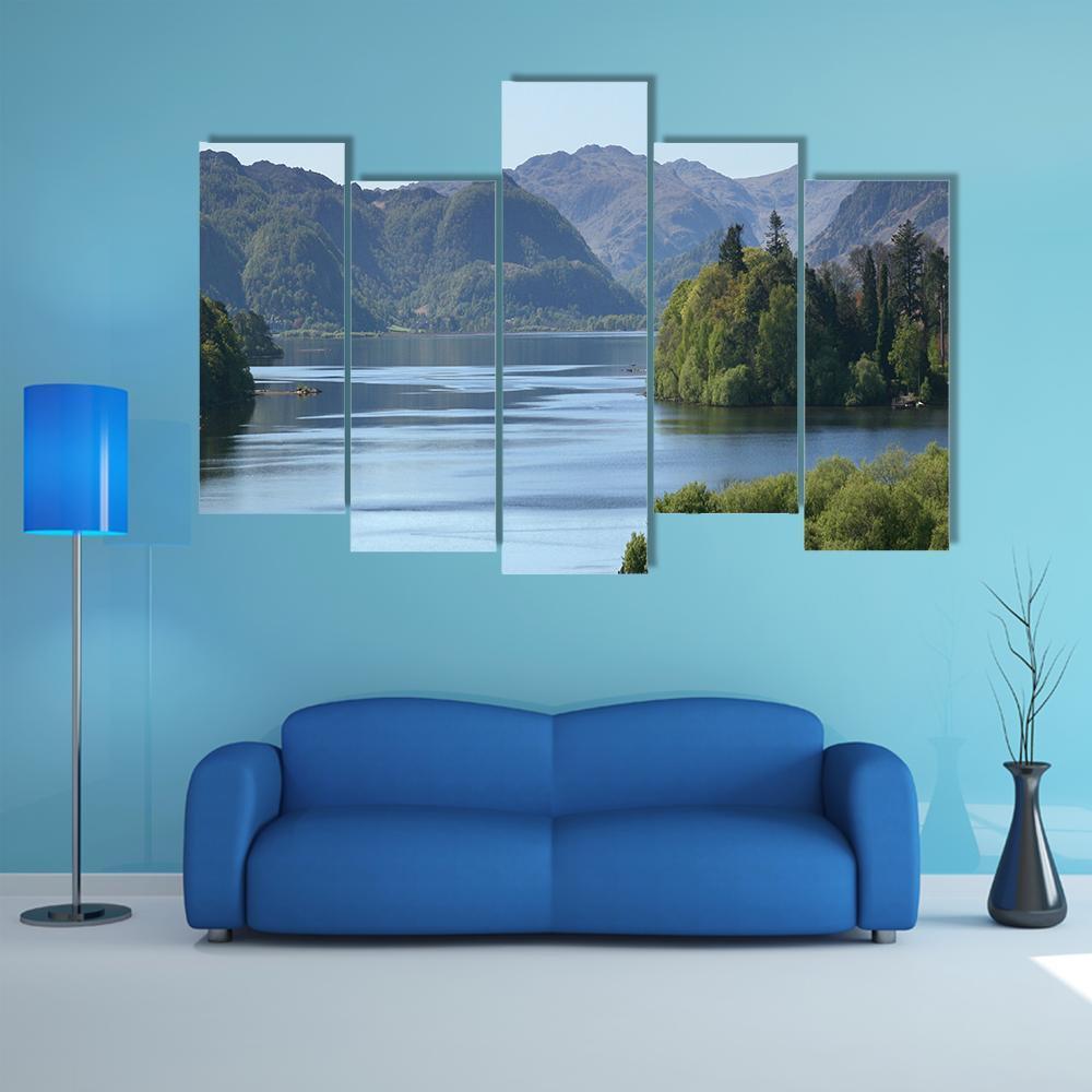 Derwent Water Lake UK Canvas Wall Art-5 Pop-Gallery Wrap-47" x 32"-Tiaracle