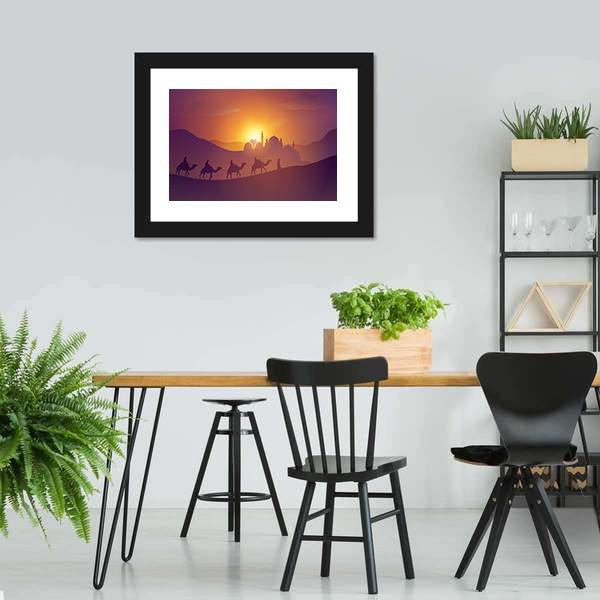Desert Arabic Landscape Panoramic Canvas Wall Art-1 Piece-36" x 12"-Tiaracle