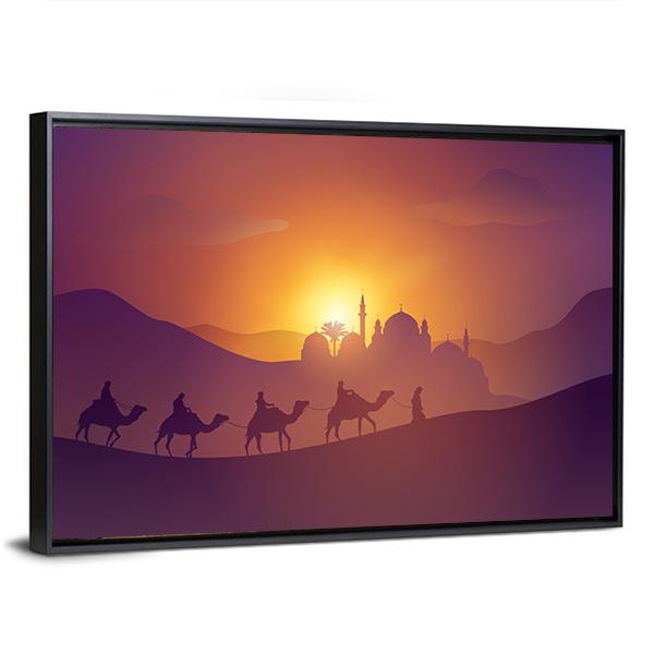 Desert Arabic Landscape Panoramic Canvas Wall Art-1 Piece-36" x 12"-Tiaracle