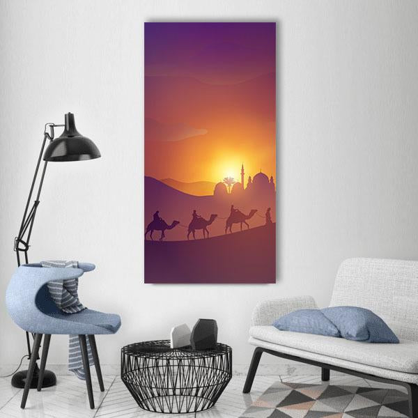 Desert Arabic Landscape Vertical Canvas Wall Art-1 Vertical-Gallery Wrap-12" x 24"-Tiaracle