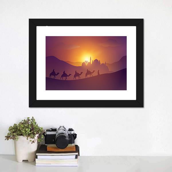 Desert Arabic Landscape Vertical Canvas Wall Art-3 Vertical-Gallery Wrap-12" x 25"-Tiaracle