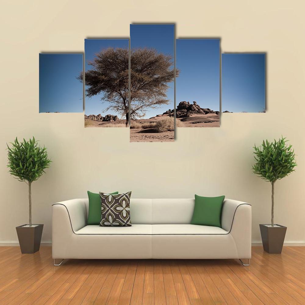 Desert Landscape Algeria Canvas Wall Art-5 Star-Gallery Wrap-62" x 32"-Tiaracle