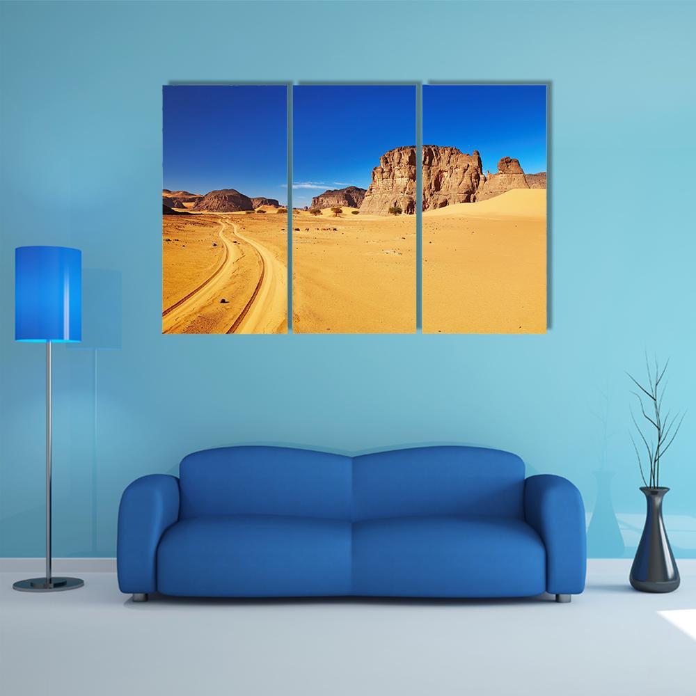 Desert Landscape With Rocks Canvas Wall Art-3 Horizontal-Gallery Wrap-37" x 24"-Tiaracle