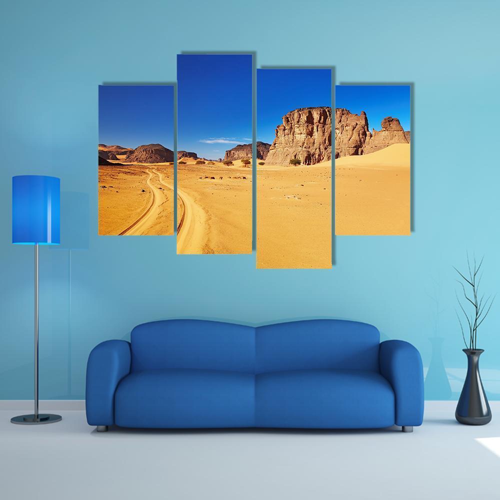 Desert Landscape With Rocks Canvas Wall Art-4 Pop-Gallery Wrap-50&quot; x 32&quot;-Tiaracle