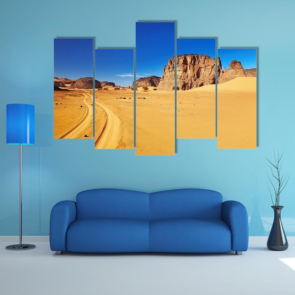 Desert Landscape With Rocks Canvas Wall Art-5 Pop-Gallery Wrap-47&quot; x 32&quot;-Tiaracle