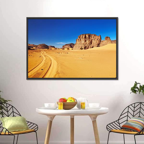 Desert Landscape With Rocks Canvas Wall Art-1 Piece-Floating Frame-24&quot; x 16&quot;-Tiaracle