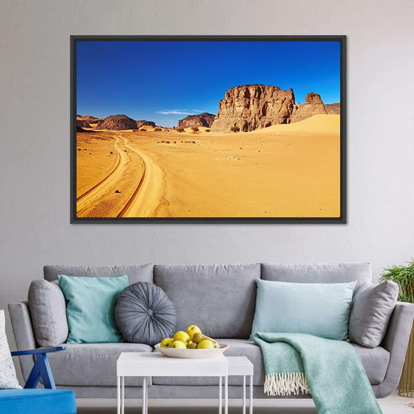 Desert Landscape With Rocks Canvas Wall Art-3 Horizontal-Gallery Wrap-25&quot; x 16&quot;-Tiaracle