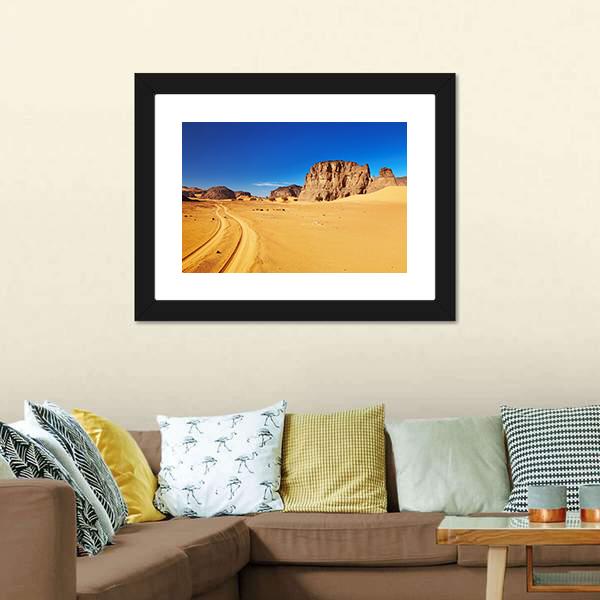 Desert Landscape With Rocks Canvas Wall Art-1 Piece-Framed Print-20" x 16"-Tiaracle