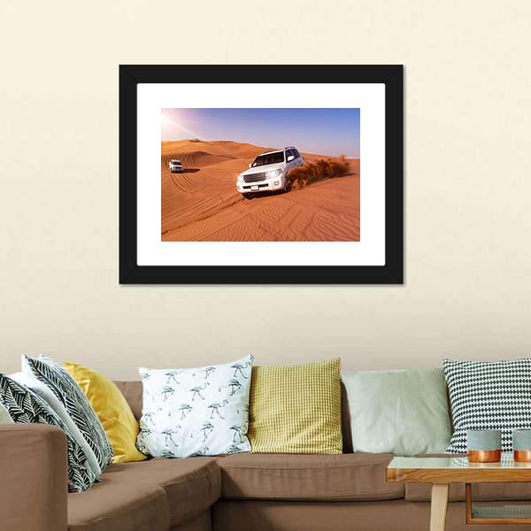 Desert SUVs Bashing Canvas Wall Art-1 Piece-Framed Print-20" x 16"-Tiaracle