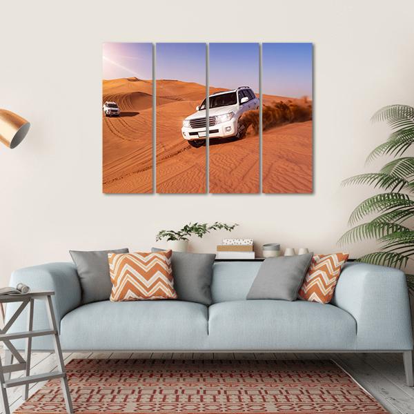 Desert SUVs Bashing Canvas Wall Art-1 Piece-Gallery Wrap-36" x 24"-Tiaracle