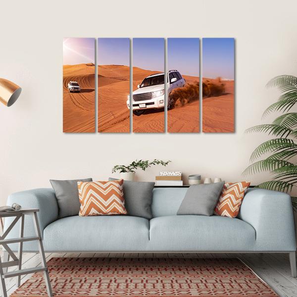Desert SUVs Bashing Canvas Wall Art-5 Horizontal-Gallery Wrap-22" x 12"-Tiaracle