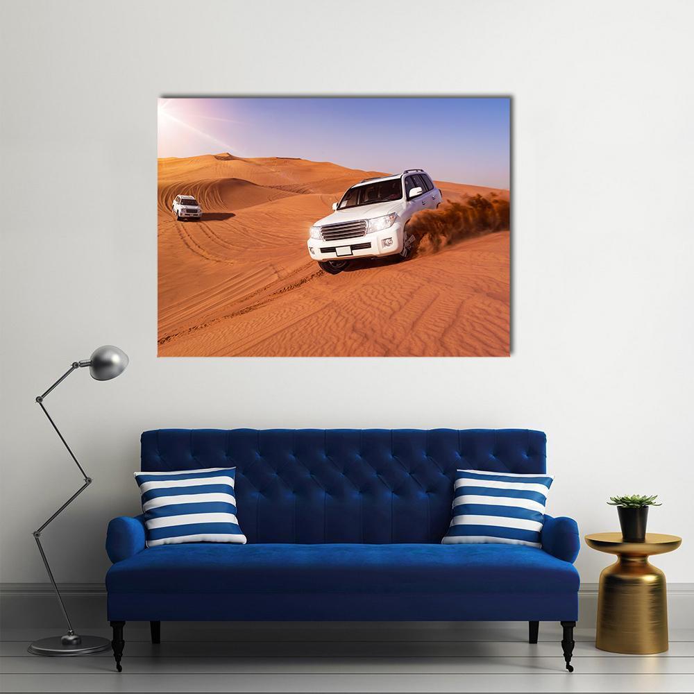 Desert SUVs Bashing Canvas Wall Art-1 Piece-Gallery Wrap-48" x 32"-Tiaracle