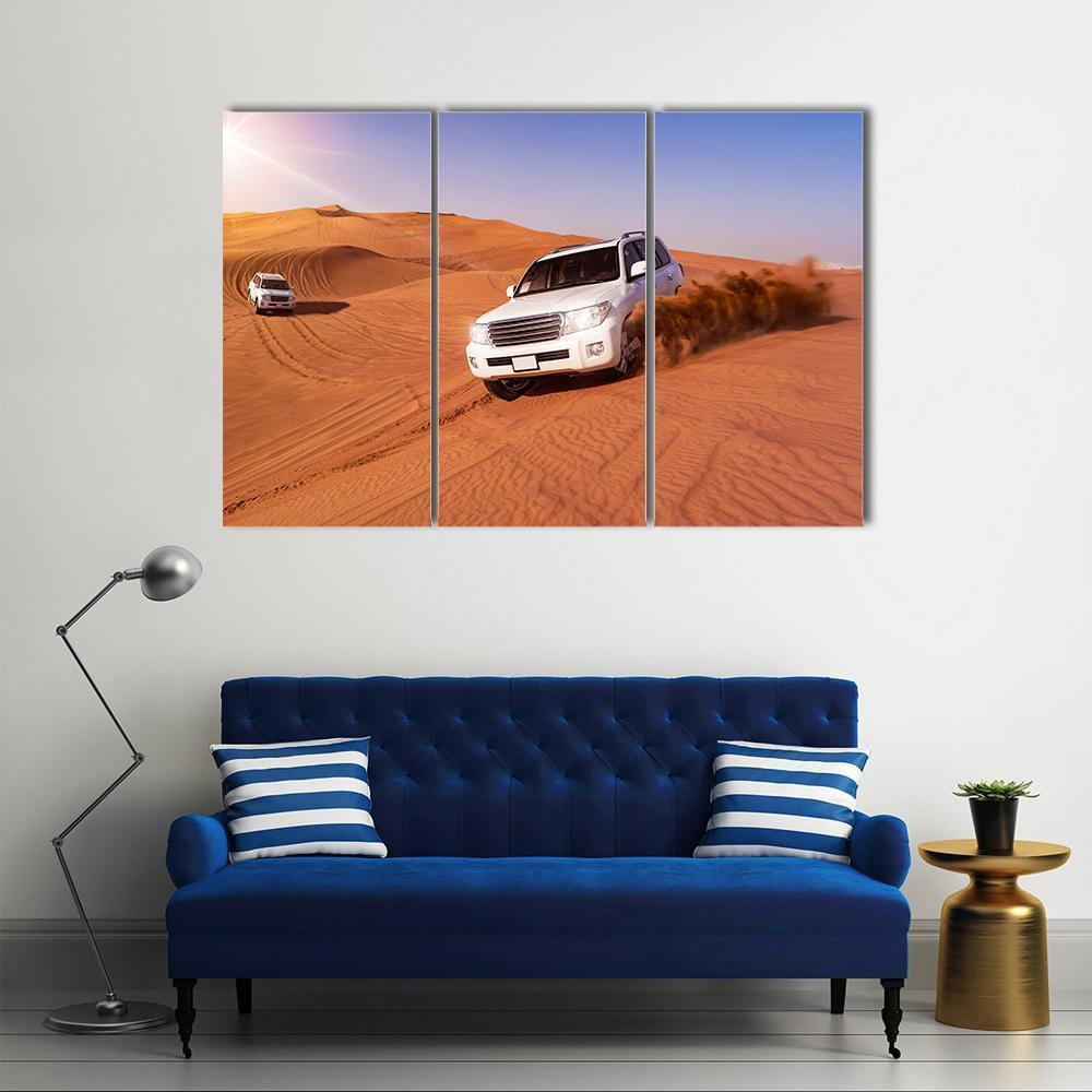 Desert SUVs Bashing Canvas Wall Art-3 Horizontal-Gallery Wrap-37" x 24"-Tiaracle